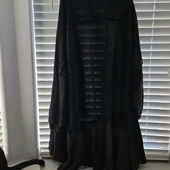 NWT Oli & Hali Black Patchwork Distressed Oversized Cardigan - Picture 11 of 12